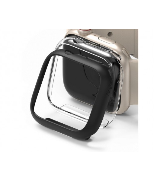 Set 2 X Husa Ringke Slim Compatibila Cu Apple Watch 7 ( 45mm ) , 1 X Negru, 1 X Transparenta